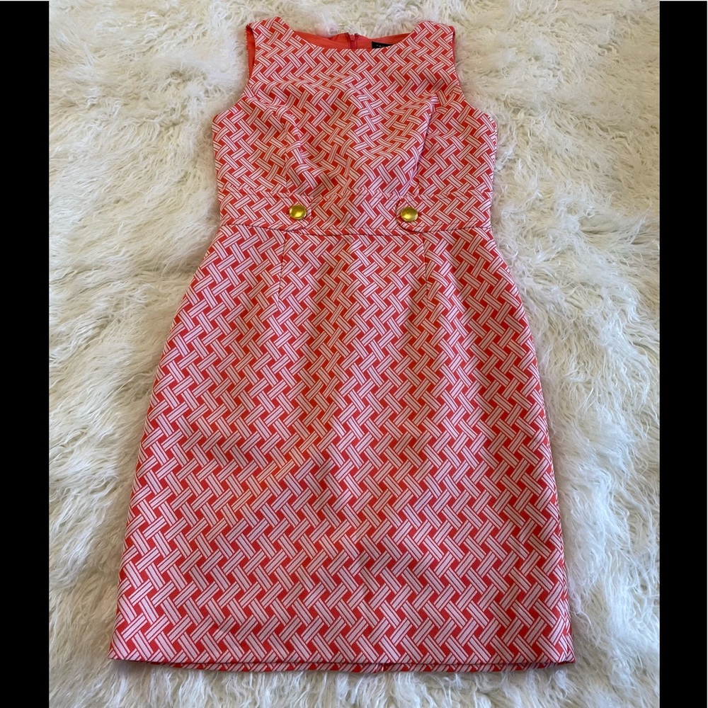 Tahari Levine Orange and White Dress Size 6
